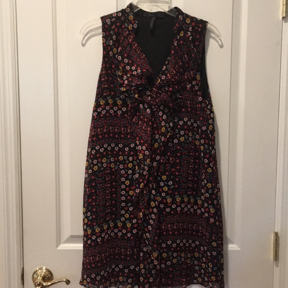 BCBG Sleeveless Floral Chiffon Lined Dress Tunic
